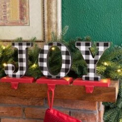 Wooden/Metal JOY Christmas Stocking Holder (Set Of 3) -Northlight Shop glitzhome stocking holders 2005000017 31 1000