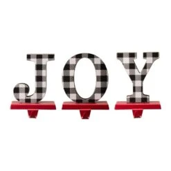 Wooden/Metal JOY Christmas Stocking Holder (Set Of 3)