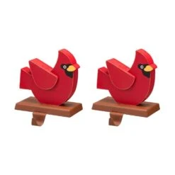 Wooden/Metal Cardinal Stocking Holder (2-Pack) -Northlight Shop glitzhome stocking holders 2005000020 c3 1000