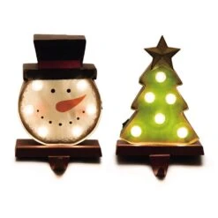 Marquee LED Snowman Head & Tree Stocking Holder(Set Of 2)