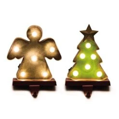 Marquee LED Angel & Tree Stocking Holder(Set Of 2)