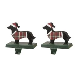 5.92 In. H Wooden/Metal Dachshund Stocking Holder (2-Pack)