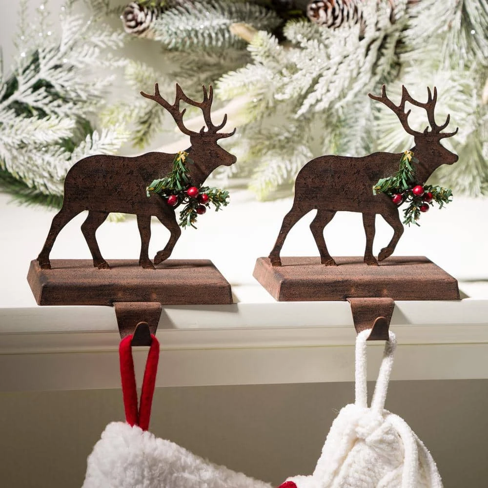 6.50 In. H Wooden/Metal Reindeer Stocking Holder (2-Pack) 2 6.50 In. H Wooden/Metal Reindeer Stocking Holder (2-Pack) - Image 2