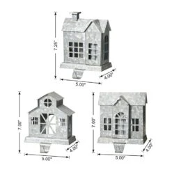 7.00 In. H Galvanized House Stocking Holder (Set Of 3) -Northlight Shop glitzhome stocking holders 2005000043 c3 1000
