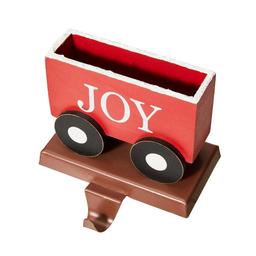 8.5 In. H Set Of 4 Wooden Metal Christmas Train Stocking Holder 5 8.5 In. H Set Of 4 Wooden Metal Christmas Train Stocking Holder - Image 5