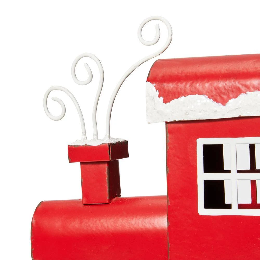 8.5 In. H Set Of 4 Wooden Metal Christmas Train Stocking Holder 6 8.5 In. H Set Of 4 Wooden Metal Christmas Train Stocking Holder - Image 6