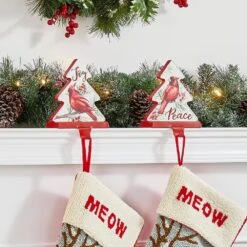 7 In. H Metal Christmas Cardinal Stocking Holder (Set Of 2) -Northlight Shop glitzhome stocking holders 2005000045 4f 1000