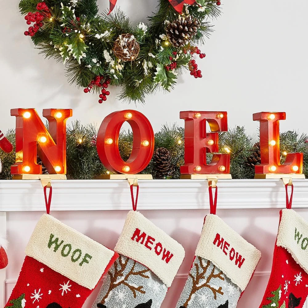 8.5 In. H Metal Noel Christmas Stocking Holder With LED (Set Of 4) 3 8.5 In. H Metal Noel Christmas Stocking Holder With LED (Set Of 4) - Image 3