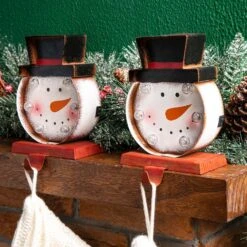 Marquee LED Snowman Head Stocking Holder (2-Pack) -Northlight Shop glitzhome stocking holders 2005000053 c3 1000
