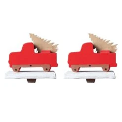 6.12 In. H Wooden/Metal Red Truck Stocking Holder (2-Pack) -Northlight Shop glitzhome stocking holders 2005000054 44 1000