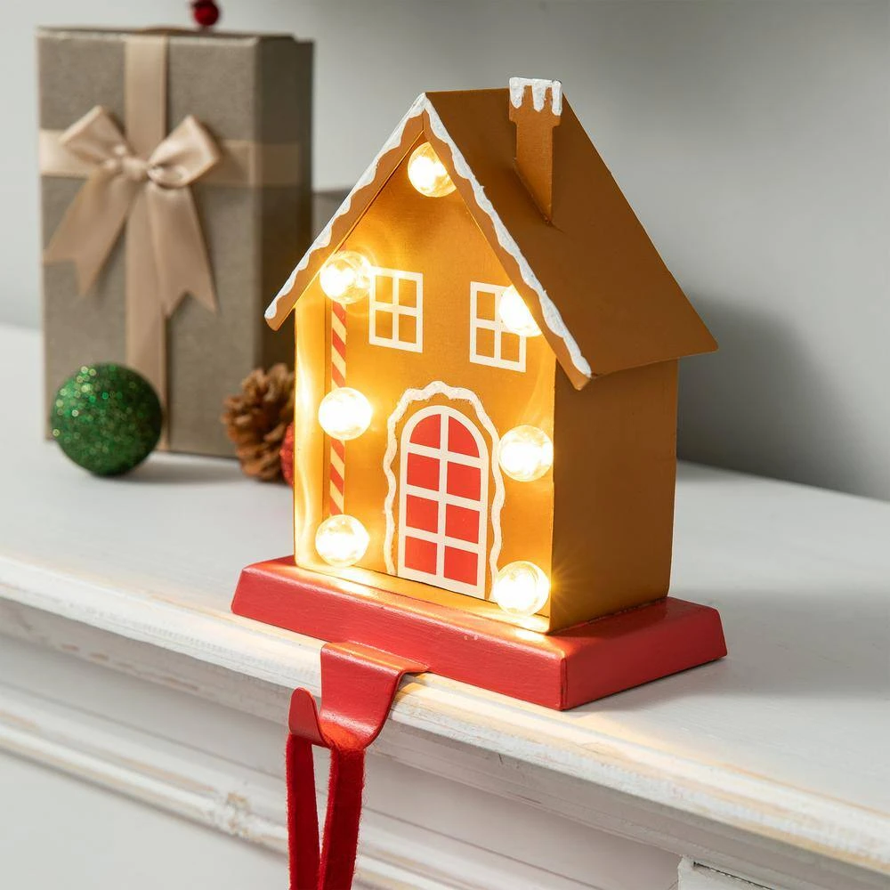 6.75 In. H Marquee LED Metal Gingerbread House Christmas Stocking Holder 5 6.75 In. H Marquee LED Metal Gingerbread House Christmas Stocking Holder - Image 5