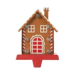 6.75 In. H Marquee LED Metal Gingerbread House Christmas Stocking Holder 10 6.75 In. H Marquee LED Metal Gingerbread House Christmas Stocking Holder -Northlight Shop glitzhome stocking holders 2005000067 4f 1000