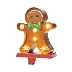 7.25 In. H Marquee LED Gingerbread Man Christmas Stocking Holder