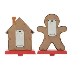 Marquee LED Gingerbread House And Gingerbread Man Christmas Stocking Holder (2-Count) -Northlight Shop glitzhome stocking holders 2005000069 44 1000