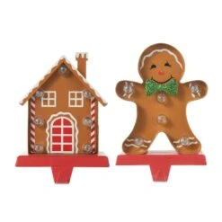 Marquee LED Gingerbread House And Gingerbread Man Christmas Stocking Holder (2-Count) -Northlight Shop glitzhome stocking holders 2005000069 4f 1000