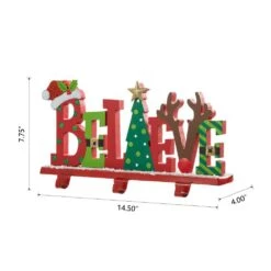 7.75 In. H Wooden/Metal "Belive" Christmas Stocking Holder -Northlight Shop glitzhome stocking holders 2005000071 c3 1000