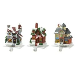 6 In. H Lighted Resin House Stocking Holder (Set Of 3) 8 6 In. H Lighted Resin House Stocking Holder (Set Of 3) -Northlight Shop glitzhome stocking holders 2005000072 c3 1000