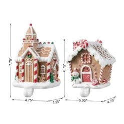 Resin Gingerbread House Stocking Holders (Set Of 2) -Northlight Shop glitzhome stocking holders 2005000073 1f 1000