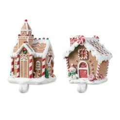 Resin Gingerbread House Stocking Holders (Set Of 2)