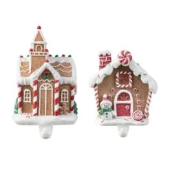 Resin Gingerbread House Stocking Holders (Set Of 2) -Northlight Shop glitzhome stocking holders 2005000073 c3 1000