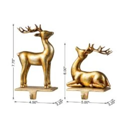 Gold Resin Standing And Sitting Reindeer Stocking Holders (Set Of 2) 10 Gold Resin Standing And Sitting Reindeer Stocking Holders (Set Of 2) -Northlight Shop glitzhome stocking holders 2005000074 1f 1000