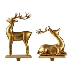 Gold Resin Standing And Sitting Reindeer Stocking Holders (Set Of 2) 9 Gold Resin Standing And Sitting Reindeer Stocking Holders (Set Of 2) -Northlight Shop glitzhome stocking holders 2005000074 4f 1000