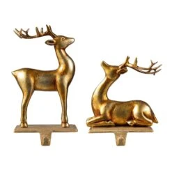 Gold Resin Standing And Sitting Reindeer Stocking Holders (Set Of 2) 8 Gold Resin Standing And Sitting Reindeer Stocking Holders (Set Of 2) -Northlight Shop glitzhome stocking holders 2005000074 c3 1000