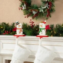 Christmas Snowman Stocking Holders (Set Of 2) 11 Christmas Snowman Stocking Holders (Set Of 2) -Northlight Shop glitzhome stocking holders 2005000076 44 1000