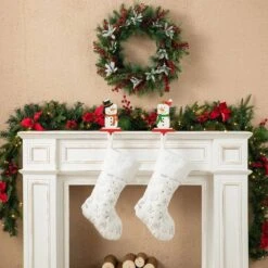 Christmas Snowman Stocking Holders (Set Of 2) 7 Christmas Snowman Stocking Holders (Set Of 2) -Northlight Shop glitzhome stocking holders 2005000076 e1 1000