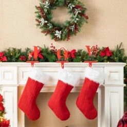 Christmas Metal JOY Stocking Holders (Set Of 3) -Northlight Shop glitzhome stocking holders 2005000078 44 1000