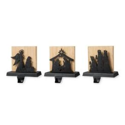 Christmas Metal Nativity Scene Stocking Holder (Set Of 3)