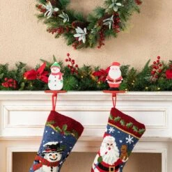 6.50 In. H Wooden/Metal Snowman Head Stocking Holder (2-Pack) -Northlight Shop glitzhome stocking holders 2005000081 44 1000