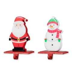 6.50 In. H Wooden/Metal Snowman Head Stocking Holder (2-Pack)