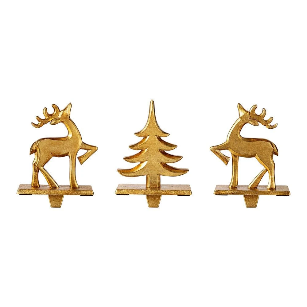 Christmas Resin Tree And Reindeer Stocking Holder (Set Of 3) 3 Christmas Resin Tree And Reindeer Stocking Holder (Set Of 3) - Image 3