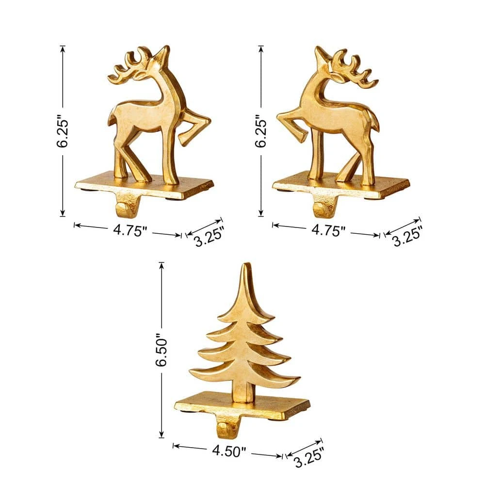 Christmas Resin Tree And Reindeer Stocking Holder (Set Of 3) 4 Christmas Resin Tree And Reindeer Stocking Holder (Set Of 3) - Image 4