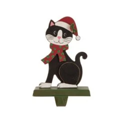 7.76 In. H Wooden/Metal Cat Stocking Holder