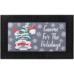 Home Accents Holiday LED Christmas Gnome Car 18 In. X 30 In. Rubber Light And Sound Door Mat