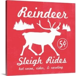 16 In. X 16 In. Reindeer Rides I By Emma Scarvey Canvas Wall Art