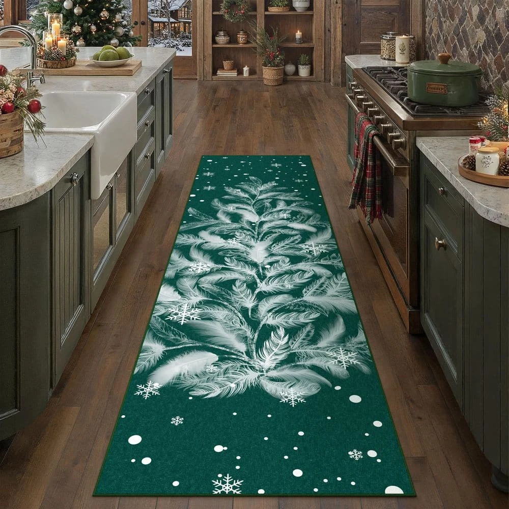 Christmas 2 Ft. X 8 Ft. Green Feather Christmas Tree Area Rug 3 Christmas 2 Ft. X 8 Ft. Green Feather Christmas Tree Area Rug - Image 3