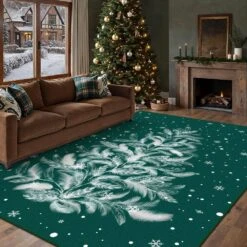 Christmas 9 Ft. X 12 Ft. Green Feather Christmas Tree Area Rug -Northlight Shop green haiimeid christmas doormats x25iu0105h 291 e1 1000