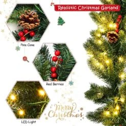 9 Ft. Pre-lit Artificial Christmas Garland Decoration Indoor Outdoor W/LED Lights Timer 13 9 Ft. Pre-lit Artificial Christmas Garland Decoration Indoor Outdoor W/LED Lights Timer -Northlight Shop gymax christmas garland gym05966 31 1000