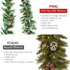 9 Ft. Pre-Lit Artificial Christmas Garland Decoration Rattan With LED Lights Timer -Northlight Shop gymax christmas garland gym06134 1f 1000