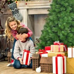 7 Ft. Metal Artificial Christmas Tree Hinged Tree With Stand 808 Branch Tips -Northlight Shop gymax christmas tree stands gym05974 31 1000