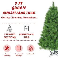 7 Ft. Metal Artificial Christmas Tree Hinged Tree With Stand 808 Branch Tips -Northlight Shop gymax christmas tree stands gym05974 44 1000