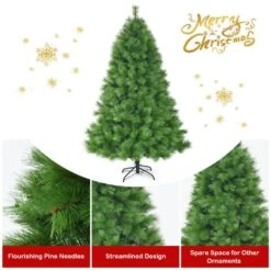 7 Ft. Metal Artificial Christmas Tree Hinged Tree With Stand 808 Branch Tips -Northlight Shop gymax christmas tree stands gym05974 66 1000