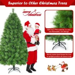 7 Ft. Metal Artificial Christmas Tree Hinged Tree With Stand 808 Branch Tips -Northlight Shop gymax christmas tree stands gym05974 76 1000