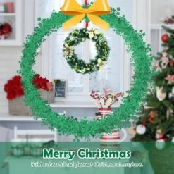 24 In. Pre-lit Full Decorated Artificial Christmas Wreath With LED Lights And Timer 12 24 In. Pre-lit Full Decorated Artificial Christmas Wreath With LED Lights And Timer -Northlight Shop gymax christmas wreaths gym08522 1f 1000