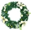 24 In. Pre-lit Full Decorated Artificial Christmas Wreath With LED Lights And Timer -Northlight Shop gymax christmas wreaths gym08522 64 1000