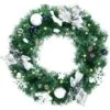 20 In. Pre-Lit Artificial Christmas Wreath Full-Decorated With LED Lights And Timer