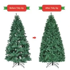 7 Ft. Pre-Lit PVC Artificial Christmas Tree Hinged LED Lights Metal Stand -Northlight Shop gymax pre lit christmas trees gym03789 fa 1000
